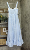 Aqua Womens Gingham Bustier Midi Dress IDO14186 Blue / White XS