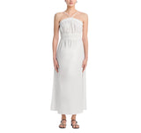 Aqua Womens Cotton Smocked Sleeveless Dress AQ08-01 White S