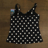 Swim Solutions Control V-Neck Polka Dot Tankini Top Vintage Dotty Black 16W
