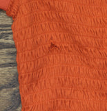 INC International Concepts Smocked Puff-Sleeve Solid Top Summer Fig Orange S