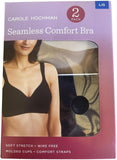 Carole Hochman 2-Pack Comfort Bra Wire Free Molded Cups Straps Black / Taupe L