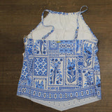 Beyond Control High Neck Tankini Top with Adjustable Straps Blue White Multi 16