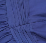 Ieena by Mac Duggal Twist Sheer Long Sleeve Maxi Dress Gown Sapphire Blue 10