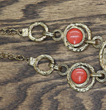 Statement Bib Collar Boho Sponge Coral Pendant Necklace Gold / Red 19" + 3"