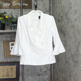 Adrianna Papell Bell-Sleeve Crepe Blazer Pullover Tuxedo Top White 8