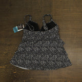Swim Solutions Womens Printed Triple Tier Tankini Swim Top Black / White 8