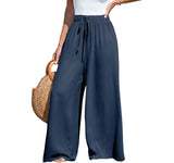 Cupshe Womens Woven Drawstring Wide Leg Pants DAA02D4A001UU Navy Blue M
