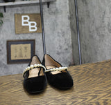 On 34th Womens Sarrya Pearl Mary-Jane Flats 10019682600 Black Velvet 5.5M