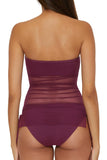 Becca Womens Muse Mixed-Media Bandeau Tankini Swim Top 733557 Aubergine Purple L