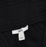 Bar III Womens Ribbed High Waist Wide Leg Pants Black S