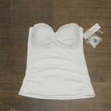 Anne Cole Womens Solid Twist Front Shirred Bandeau Tankini Swim Top White M