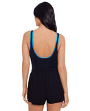 Mimi Flamingo Zip-Up One-Piece Swimsuit Romper 70100058M Black / Blue 16