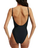 Cotton On Womens Thin Strap Low-Scoop One Piece Swimsuit Black Shimmer S