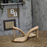 INC International Concepts Amra Dress Slide Sandals Heeled Clear Vinyl Brown 6M