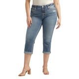 Silver Jeans Co. Suki Mid Rise Curvy Fit Capri Jeans Indigo Blue 20W