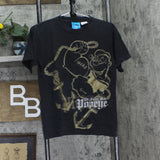 Wckd Mens Vintage Y2K Popeye Glitter Graphic T-Shirt Tee Black S