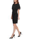 Jessica Howard Butterfly Sleeve Side Tuck Tulip Wrap Sheath Dress Black 10