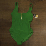 Michael Michael Kors Womens Zip-Front One-Piece Swimsuit MM7Y890 True Green 16