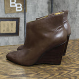Nine West Womens NWSAVEN Leather Block Heel Booties 1673fff3ce582c Brown 7.5M