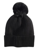 On 34th Womens Rib-Knit Beanie Pom Pom Cuffed MO1542501 Black