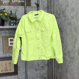 DG2 Womens Denim Trucker Jacket 697854 Neon Yellow XL