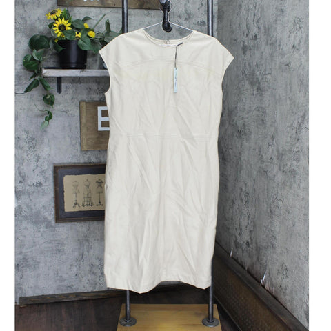 Prologue Women's Short Sleeve Faux Leather Dress 566822 Beige Brown L   Biggybargains