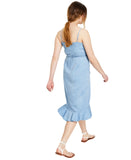 Bar III Womens Ruffled-Edge Wrap Dress INC-31649BL899-BLACK-L-290 Blue L