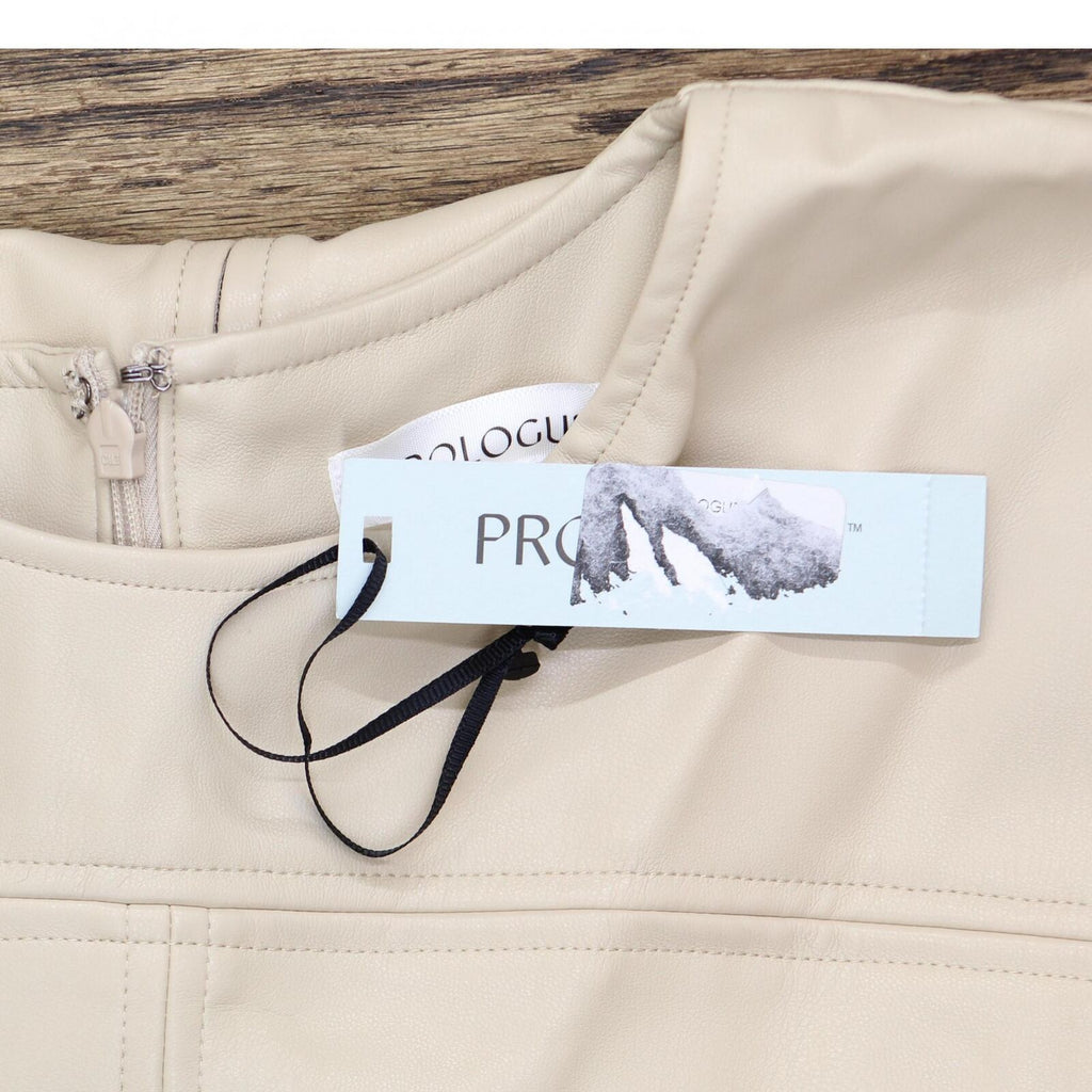 Prologue Women's Short Sleeve Faux Leather Dress 566822 Beige Brown L   Biggybargains