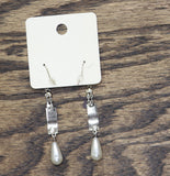 Melody Fashion Dangly Rhinestone Faux Pearl Drop Earrings Silver Gray 2.75"