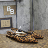 A New Day London Slingback Pointed Toe Flats 94303557 Cheetah Brown 8M