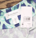 Motherhood Maternity V Neck Surplice Maxi Maternity Dress Blue Multi M
