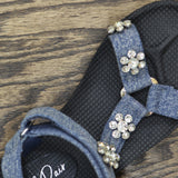 Wild Pair Womens Kudose Sporty Embellished Sandalds Strappy Denim Blue 9.5M