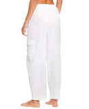 Sanctuary Womens Coastal Cover Up Crinkle Cargo Pants SACC25849 Crinkle White L