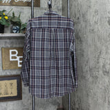 Van Heusen Mens Broadcloth Wrinkle Free Dress Shirt Gray Plaid L 16-16 1/2