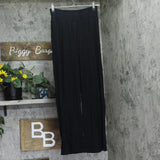 Bar III Womens Ribbed High Waist Wide Leg Pants Black S