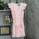 Sam Edelman Womens Eyelet Cap Sleeve Self Tie Cotton A-Line Mini Dress Pink 8