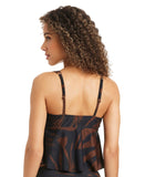 Bar III Breeze Fly Away Over-the-Shoulder Tankini Swim Top Java Brown / Black M
