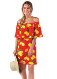 Mud Pie Womens Pippa Off The Shoulder Dress Red S
