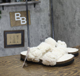 Auden Womens Jane Two Band Buckle Slide Slippers 91308535 Cream Off White 9M