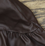 Future Collective Faux Leather Side Zip Bubble Mini A-Line Skirt Dark Brown XL