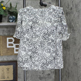 WHO WHAT WEAR Womens Tie Front Women Blouse Shirt Top Black Multi L