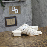 Steve Madden Dessa Woven Open Back Block Heel Mules DESS04S1 Bone Off White 5.5M