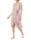 Tommy Hilfiger Quarter Sleeve Surplice Midi Dress Ivory White / Grenadine 14