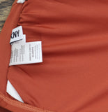 DKNY Womens Shirred U-Wire Bandeau Bikini Top Swim Sunset Brown Orange XL
