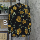 Susan Graver Womens Printed Mesh Ruched Mock Neck Top A703220 Gold / Black S