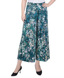 Ny Collection Pull on Wide-Leg Palazzo Pant Emerald Vibeskin Green PXL Short