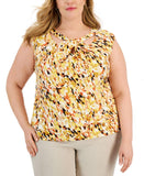 Kasper Womens Plus Size Sleeveless Twisted-Neck Top 10833930