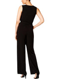 Ny Collection Womens Petites Matte Jersey V-Neck Jumpsuit YQIU0004 Black PXL