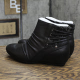 Baretraps Women's Peanut Wedge Bootie Shoes BT27496 Black 8.5M