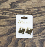 Ella Euro Womens Fashion Organic Wave Square Post Stud Earrings Gold Yellow .75"